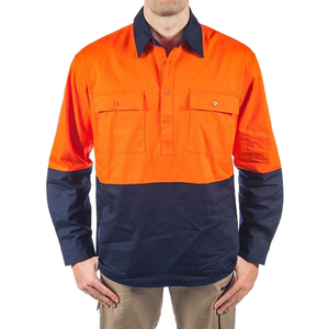 Camisa de Trabajo de Alta Visibilidad con Media Cierre de Botones, en Oferta, Estilo Australiano - Product Image 1