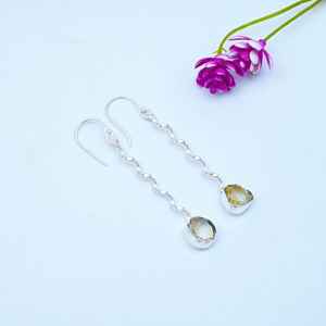 Citrine Rough Gemstone Handmade 925 <b>Sterling</b> <b>Silver</b> <b>Drop</b> Dangle <b>Earrings</b> Natural Jewelry Gift For Love - Product Image 6