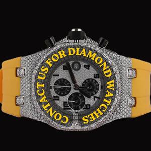 Montre Hip Hop en Argent Sterling à Cadran Rond en Verre avec Chiffres et Diamants Moissanite Blancs, Caractéristiques Uniques, Fortement Demandée, Disponible à la Vente - Product Image 1