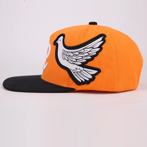 Orange <b>Snapback</b> <b>Cap</b> with White Dove Applique Embroidery Flat Brim Unisex Street Style 6-Panel Hat for Adults Casual Wear - Product Image 2