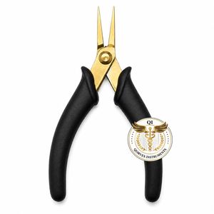 Pince à épiler Xuron professionnelle à pointe dorée en acier inoxydable avec manche noir, outil de préhension de précision léger et lisse pour bijoux - Product Image 3