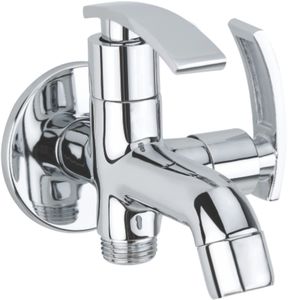 Brass chrome plated 2 way bib cock wall mounted bib <b>tap</b> <b>washing</b> <b>machine</b> water <b>tap</b> cold bathroom basin faucet hot water dispenser - Product Image 3