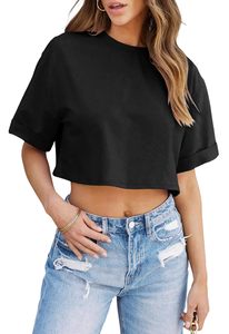 Ropa informal para mujer, para uso en interiores y exteriores, con protección solar, que absorbe la humedad, de algodón y poliéster, transpirable, ecológica, estilo crop. - Product Image 3