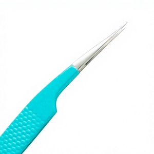 Producto de moda: Pinzas para extensión de pestañas recubiertas de papel azul y negro y pinzas con punta plateada brillante, juego de 2 pinzas de puntas diferentes. - Product Image 6