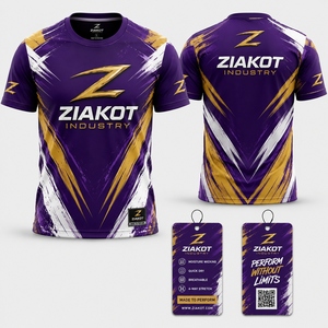 ZIAKOT industry New design Men's Custom Black Pink-Light Blue Performance <b>T</b>-<b>Shirt</b> - Product Image 4