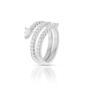 Anillo de Oro Sólido de 14K con Diamantes de Laboratorio, Diseño Espiral Multihilera Tipo Serpiente, Anillo de Diamantes en Espiral, Anillo Abierto Ajustable, Joyería Fina para Regalo - Product Image 3