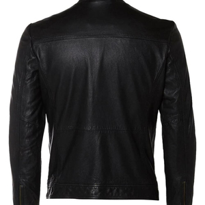 2026 <b>Men's</b> Solid Color Genuine <b>Leather</b> <b>Jacket</b> Stand Collar Zipper Closure Slim Fit Regular Length <b>Jacket</b> Available For Sale - Product Image 5