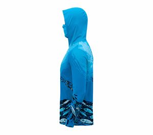 Sudadera de Pesca para Hombre con Protección Solar UPF 50, Manga Larga, Estampado por Sublimación, Anti-UV, Diseño de Peces Azules, Ropa para Exteriores - Product Image 6
