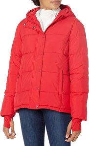 Hooded Quilted <b>Puffer</b> Bomber <b>Jacket</b> Men's Winter Casual Solid Color Regular Length <b>Thin</b> Polyester Wadding Zipper Closure - Product Image 2