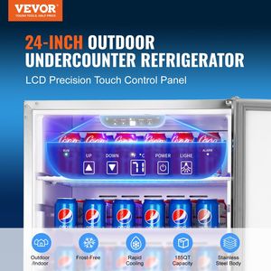 Refrigerador de Bebidas de 24 Pulgadas para Interiores/Exteriores, 185QT, 175 Latas, Refrigerador de Cerveza Independiente Bajo Mostrador, Enfriador de Vino y Bebidas de 24 Pulgadas - Product Image 2