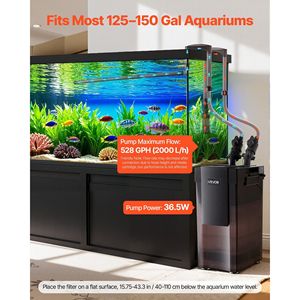 Pompa Potente da 528 GPH con Filtro a 5 Stadi per Acquario, Macchina Esterna per la Pulizia e la Circolazione dell'Acqua con Materiali Filtranti - Product Image 2