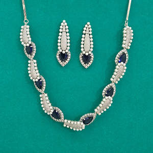 Exportador de Joyería Artificial de Moda en India, Collar de Diamantes Americanos con Baño de Rodio 440494 - Product Image 2