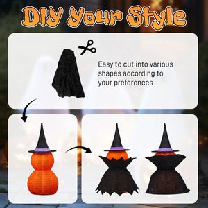 2 confezioni 3FT decorazione di zucca illuminata di Halloween 176 LED Pop-Up Jack-O-Lantern lampada Cape Plug per giardino esterno per feste Patio - Product Image 6