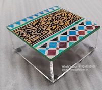 Cadeau de luxe moderne et unique au design du Ramadan Décoration de la maison Bocaux en acrylique Couvercle en bois imprimé sur mesure Dessert pour le ramadan Cadeaux de l'Aïd