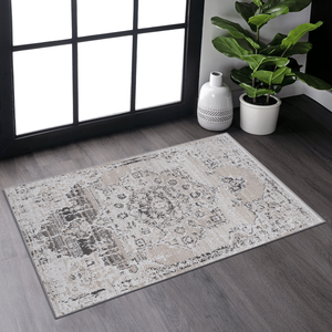 Tappeto zerbino con motivo a medaglione PAYAS Collection 2X3 color crema/beige - Product Image 1