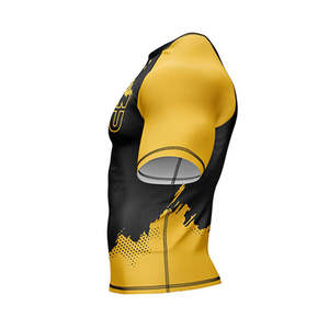 Wholesale <b>Men's</b> Short Sleeve BJJ Rash Guard Brazilian Jiu Jitsu <b>Compression</b> MMA <b>Shirt</b> Sublimation Printing Grappling Gym Wear - Product Image 5