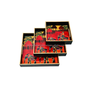 ถาดเสิร์ฟไม้พิมพ์ลายเคลือบแบบพรีเมี่ยมเหมาะสำหรับเสิร์ฟชากาแฟและเพิ่มความสวยงามในบ้านในราคาที่เหมาะสม - Product Image 3