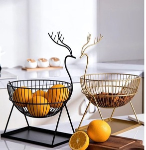 Modern decorative metal fruit <b>basket</b> with durable framework designed for countertop fruit storage and dining <b>table</b> decor - Product Image 5