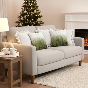 Ensemble de 5 housses de coussin 3x pompons texturés blancs et 2x fausse fourrure ombrée, housses de coussin confortables pour canapé et lit, pour salons - Product Image 6
