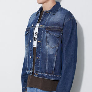 Jacket for man 100% Wholesale Winter Denim Jacket Unisex Stand Collar Warm <b>Liner</b> <b>Fleece</b> Waterproof Breathable OEM Design Service - Product Image 4