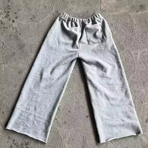 Pantalon large noir pour homme, taille élastique, coton, décontracté, respirant, poches latérales, pour l'automne - Product Image 5