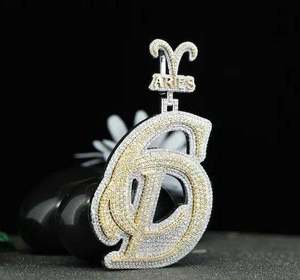 Collar de Lujo con Colgante del Signo Zodiacal Aries, Estilo Hip Hop, con Incrustaciones de Moissanita VVS, Aspecto de Diamante, Joyería Astrologica - Product Image 1