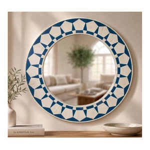 Décoration murale ronde ondulée faite à la main, miroir mural unique, cadre de miroir de luxe pour chambre à coucher, couloir, salon, accent décoratif - Product Image 3