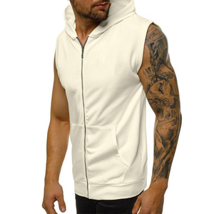 Nouveaux sweats à capuche sans manches brodés avec logo, style décontracté pour la gym, l'entraînement, le sport, avec fermeture éclair - Product Image 2
