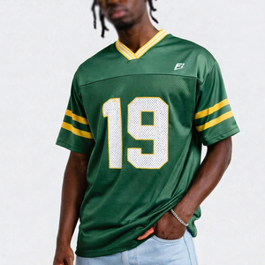 Camiseta de Fútbol Americano Premium al por Mayor OEM, Manga Corta, Unisex, Malla Transpirable, Diseño con Número Personalizado, Estilo Urbano y Casual - Product Image 1