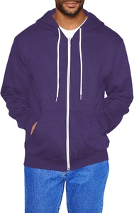 Wholesale customized plain blank zipper hoodies with kangroo pocket <b>thick</b> <b>fleece</b> 320GSM winter hoodies your logo printed - Product Image 4