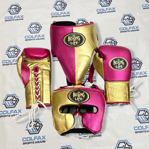 Ensemble de boxe Colfax : gants en cuir à lacets, protège-tête, protège-glandes, pour sparring - Product Image 3