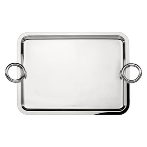 Bandeja Decorativa Rectangular Plateada con Borde de Cuentas, Plato de Metal para Servir en Bodas, Fiestas y Decoración de Mesa del Hogar - Product Image 3