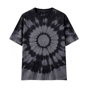 Camiseta de Manga Corta con Cuello Redondo y Estampado Tie-Dye para Hombre, Informal, de Punto, Corte Regular, 100% Algodón - Product Image 1