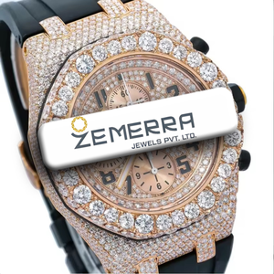 Reloj de Lujo para Hombre, Estilo Hip Hop, con Diamantes Moissanite, Cuarzo, Correa de Acero Inoxidable Azul, Caja de 10 mm, Pantalla Analógica, Reloj con Cristales - Product Image 2