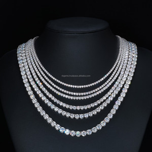 White Gold 925 Sterling Silver Bezel Setting VVS Moissanite Cluster <b>Rope</b> <b>Chain</b> Necklace Men's/Women's Jewelry Gift for - Product Image 1