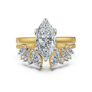 Trendy 925 <b>Silver</b> Moissanite Marquise Cut Wedding <b>Ring</b> for Women Floral Cluster <b>Statement</b> <b>Ring</b> with Side Stones Bridal Jewelry - Product Image 1