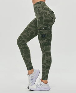 2026 Women's High Waist Camouflage Yoga <b>Leggings</b> With Pockets Full Length Four-Way Stretch Spandex Nylon Pants 180 g - Product Image 2