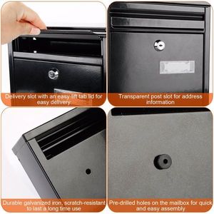 Buzón de Correo de Hierro Galvanizado con Cerradura para Montar en la Pared, Buzón Seguro para Cartas con 2 Llaves para el Hogar o la Oficina - Product Image 2