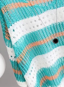 Plus Size Women's <b>Patchwork</b> Anti-Wrinkle O-Neck Pullover Short Sleeve 100% Cotton Casual Summer Knit Tee 380g Digital Printed - Product Image 5