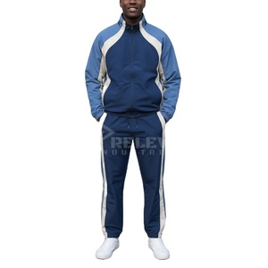 Ensemble de survêtement coupe-vent 2 pièces pour homme, imprimé color block personnalisé, en nylon ripstop léger, pour activités de plein air, vente en gros - Product Image 1