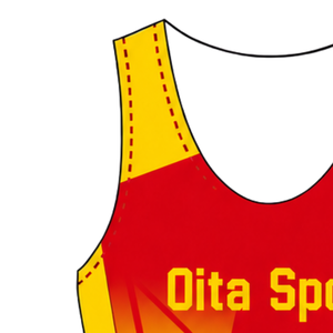 Combinaison de compétition de rowing rouge et jaune pour homme, sans manches, uniforme de performance, maillot de course, vêtements de sport d'équipe personnalisés en gros - Product Image 4