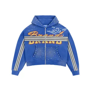 Ensemble de survêtement à capuche pour homme, style sportif, bleu foncé, imprimé avec des étoiles et un logo sur le devant, vêtements d'automne - Product Image 5