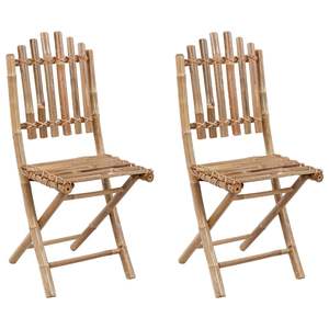 Ensemble de chaises de patio pliantes compactes en bambou, 2 chaises pliantes naturelles - Product Image 2