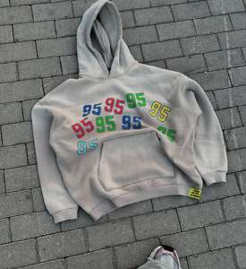 Sweat à capuche surdimensionné personnalisé 100% coton avec appliqué brodé, vêtements de mode automne, vente en gros directe d'usine - Product Image 5