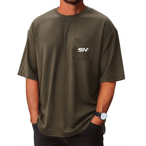 Camiseta Deportiva Extra Grande para Hombre, a la Moda, de Color Sólido, Teñida, Resistente a la Decoloración, con Etiqueta Privada Personalizada - Product Image 4