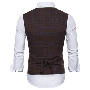 Chaleco de Traje Formal Personalizado para Hombre, Cuello en V, Corte Entallado, Botón Único, Tela de Lana Peinada, Impermeable, para Invierno - Product Image 6