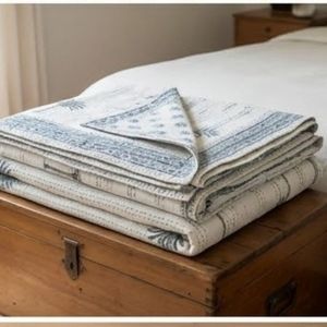 Boho Cotton Sanganer Kantha Queen Size <b>Throws</b> Hand Block Printed <b>Large</b> Width Handmade Indian Quilt Bedroom Homes Decor Export - Product Image 6