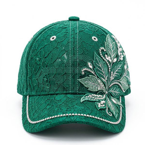 Contemporary <b>Women</b> Lace Baseball <b>Hat</b> Featuring Elegant Lace Embroidery Rhinestone Accents Back Closure <b>Summer</b> Headwear - Product Image 1