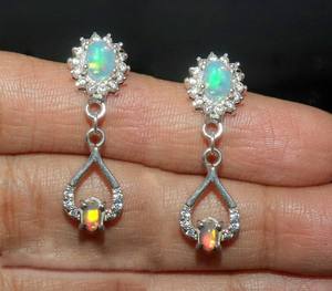 Boucles d'oreilles pendantes en argent sterling avec opale de feu éthiopienne, bijoux faits à la main en pierres précieuses naturelles pour femmes, cadeau - Product Image 3