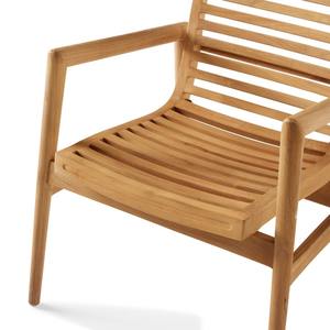 Sillón de Madera de Teca Sólida de Primera Calidad con Cojín Gris – Elegante Silla de Comedor para Restaurante, Cafetería y Patio - Product Image 5